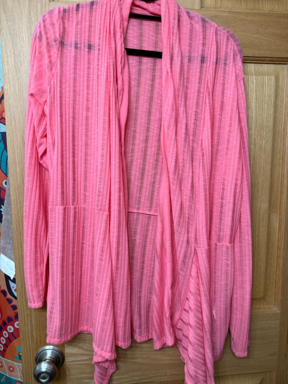 Jockey Coral Pink Ribbed Open-Front Cardigan